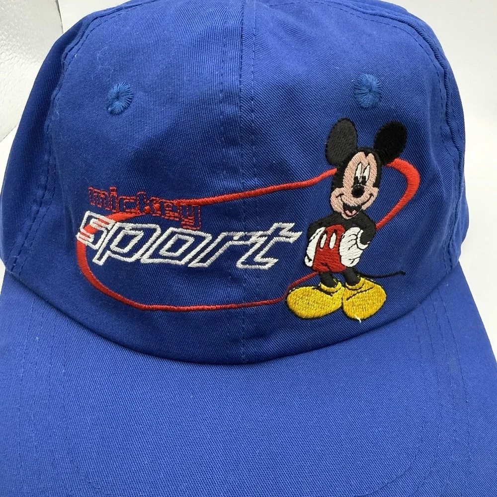 Vintage Disney Mickey Unlimited Sport Blue Baseball Hat 90s Embroidered OSFM Cap